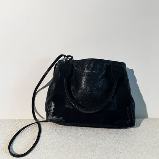 Navy Cabas Leather Bag