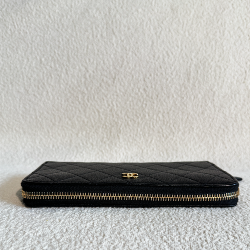 Classic Long Zip Wallet Caviar Leather