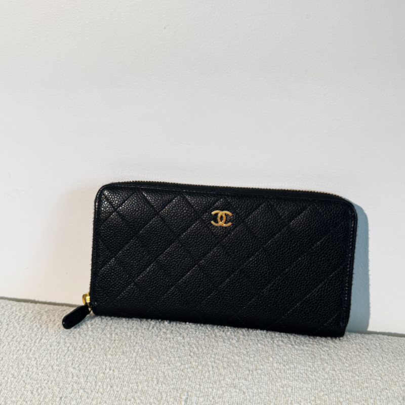Classic Long Zip Wallet Caviar Leather